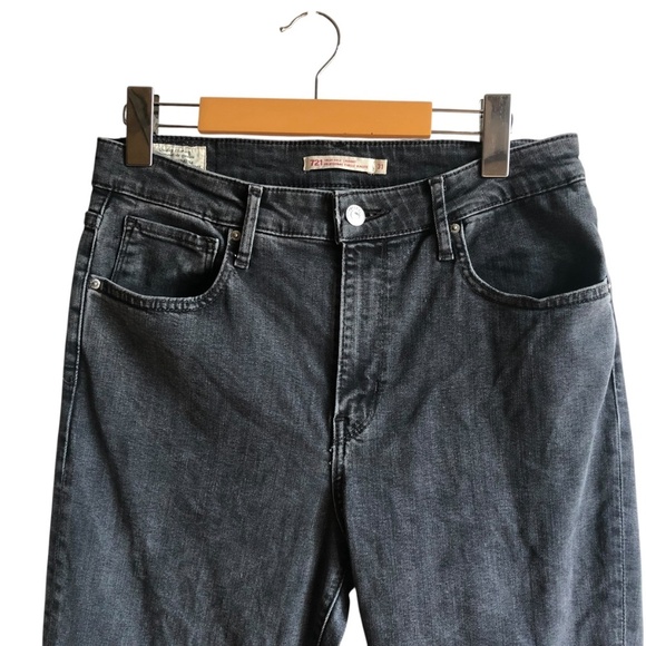 Levi’s 721 High Rise Skinny Jeans True Grit Soft Black Size 31 Premium Denim - Picture 4 of 16